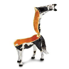 Luxury Giftware by Jere Pewter Bejeweled Crystals Gold-tone Enameled ALPHA Paint Horse Trinket Box with Matching 18 Inch Necklace