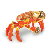 Luxury Giftware Pewter Bejeweled Crystals Gold-tone Enameled CARTER Crab Trinket Box with Matching 18 Inch Necklace