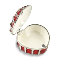 Luxury Giftware by Jere Pewter Bejeweled Crystals Silver-tone Enameled VALENTINE Heart Trinket Box with Matching 18 Inch Necklace