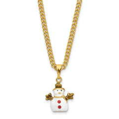 Luxury Giftware by Jere Bejeweled Crystals Gold-tone Enameled GARLAND Snowman with Bird & Scarf Trinket Box with Matching 18 Inch Necklace