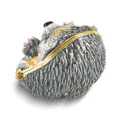 Luxury Giftware by Jere Bejeweled HILLARY Balled Up Hedgehog Trinket Box with Matching 18 inch Necklace