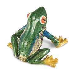 Luxury Giftware by Jere Bejeweled HARACHA Red Eyed Tree Frog Trinket Box with Matching 18 inch Necklace