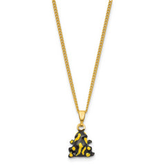 Luxury Giftware by Jere Bejeweled DART Black and Yellow Frog on Leaves Trinket Box with Matching 18 inch Necklace