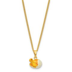 Luxury Giftware by Jere Bejeweled Crystal Gold-tone Enamelled DAISY Yellow Chick Hatching from Egg Trinket Box with Matching 18 Inch Necklace