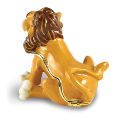 Luxury Giftware by Jere Bejeweled Crystal Gold-tone Enameled ARI Lion Trinket Box and Matching 18 Inch Necklace
