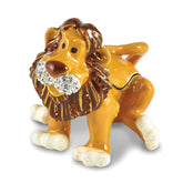 Luxury Giftware by Jere Bejeweled Crystal Gold-tone Enameled ARI Lion Trinket Box and Matching 18 Inch Necklace