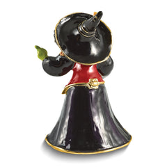 Luxury Giftware by Jere Bejeweled SALEM Witch with Broom Trinket Box with Matching 18 Inch Necklace