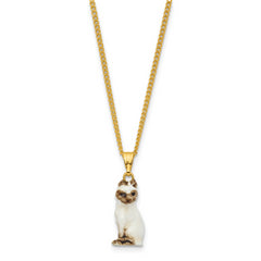 Luxury Giftware by Jere Bejeweled PIP-MARIE Siamese Cat Trinket Box with Matching 18 inch Necklace