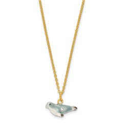 Luxury Giftware by Jere Pewter Bejeweled Crystals Gold-tone Enameled PINNY Grey Seal Trinket Box with Matching 18 Inch Necklace