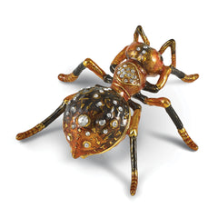 Luxury Giftware by Jere Bejeweled Enameles EMBER Red Ant Trinket Box with Matching 18 Inch Necklace