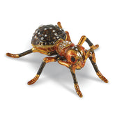 Luxury Giftware by Jere Bejeweled Enameles EMBER Red Ant Trinket Box with Matching 18 Inch Necklace