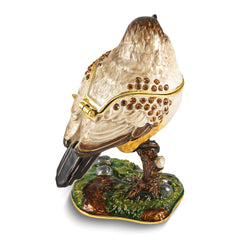 Luxury Giftware by Jere Bejeweled AVES Eastern Phoebe Flycatcher Bird Trinket Box with Matching 18 inch Necklace