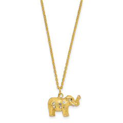 Luxury Giftware by Jere Bejeweled Crystal Gold-tone Enamelled HANNO Gold-tone Elephant Trinket Box and Matching 18 Inch Necklace