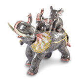 Luxury Giftware by Jere Bejeweled GERDA'S TWINS Elephant Family Trinket Box with Matching 18 inch Necklace