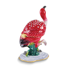 Luxury Giftware by Jere Bejeweled CHERRY Red Ibis Trinket Box with Matching 18 inch Necklace