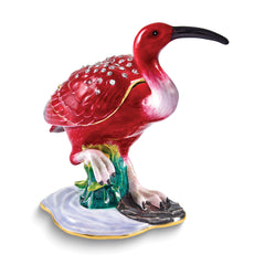Luxury Giftware by Jere Bejeweled CHERRY Red Ibis Trinket Box with Matching 18 inch Necklace
