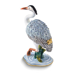 Luxury Giftware by Jere Bejeweled SHELDON Heron Trinket Box with Matching 18 inch Necklace