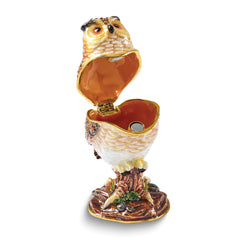 Luxury Giftware by Jere Bejeweled BRODWIN Owl Trinket Box with Matching 18 inch Necklace