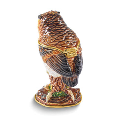 Luxury Giftware by Jere Bejeweled BRODWIN Owl Trinket Box with Matching 18 inch Necklace