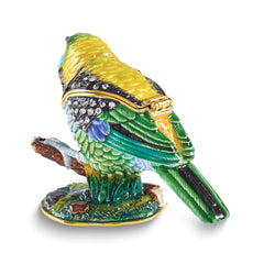 Luxury Giftware by Jere Bejeweled MELODIE Tanager Bird on Branch Trinket Box with Matching 18 inch Necklace