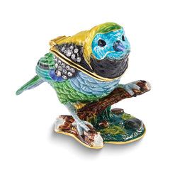 Luxury Giftware by Jere Bejeweled MELODIE Tanager Bird on Branch Trinket Box with Matching 18 inch Necklace