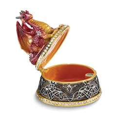 Luxury Giftware by Jere Bejeweled KAI Red Dragon Trinket Box with Matching 18 inch Necklace