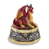 Luxury Giftware by Jere Bejeweled KAI Red Dragon Trinket Box with Matching 18 inch Necklace