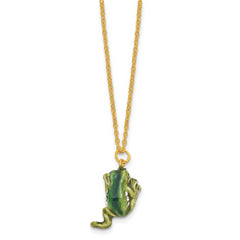 Luxury Giftware by Jere Bejeweled FLETCHER Frog with Baby Climbing on Lily Trinket Box with Matching 18 inch Necklace