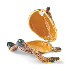 Luxury Giftware by Jere Bejeweled MIDORI AND UMI Turtle Family Trinket Box with Matching 18 inch Necklace