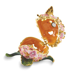 Luxury Giftware by Jere Bejeweled BASHFUL Butterfly on Hydrangea Trinket Box with Matching 18 inch Necklace