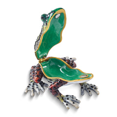 Luxury Giftware by Jere Bejeweled FERGUSON Frog Trinket Box with Matching 18 inch Necklace