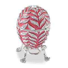Luxury Giftware by Jere Bejeweled LUSCIOUS PINK (Plays Endless Love) Musical Egg Trinket Box with Matching 18 inch Necklace