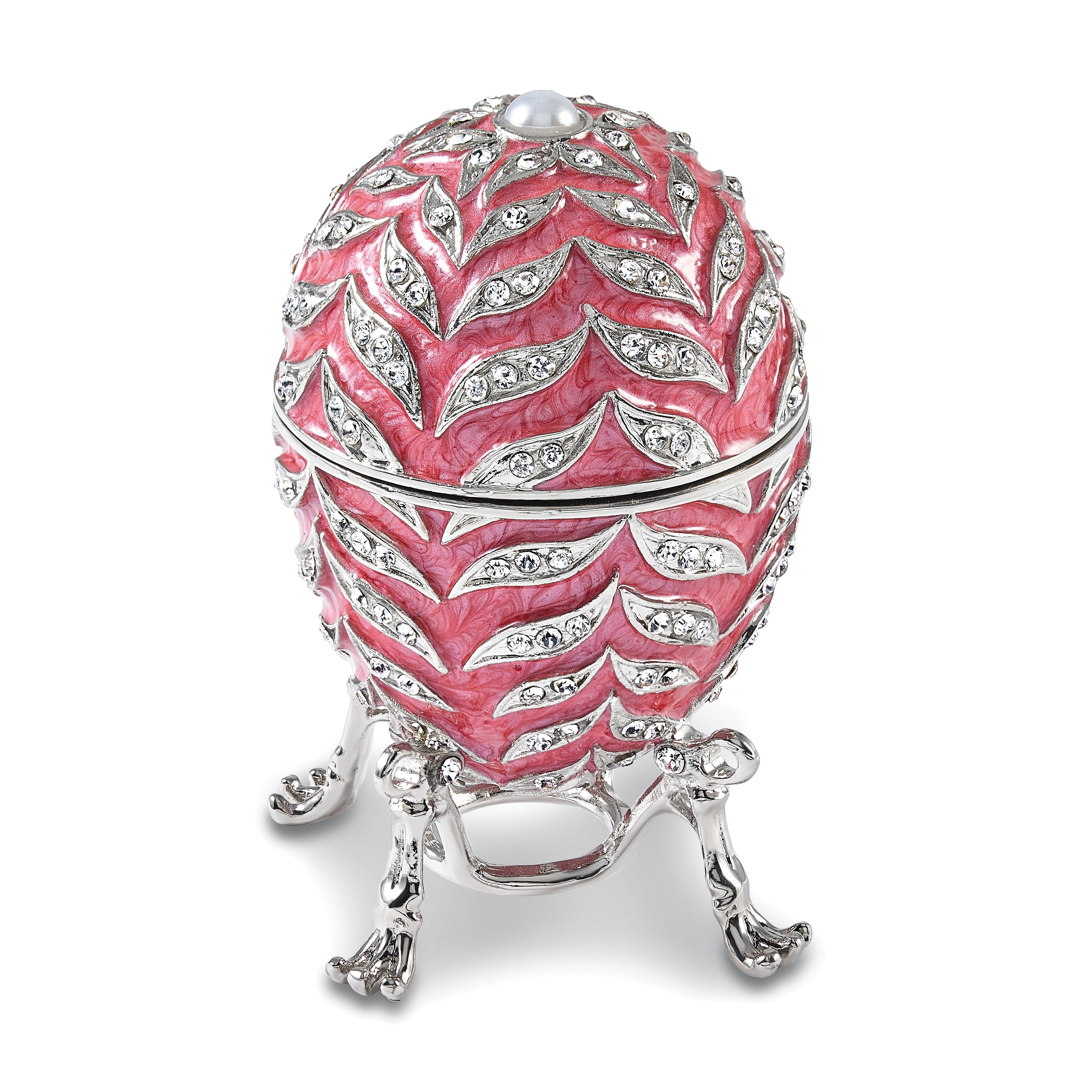 Luxury Giftware by Jere Bejeweled LUSCIOUS PINK (Plays Endless Love) Musical Egg Trinket Box with Matching 18 inch Necklace