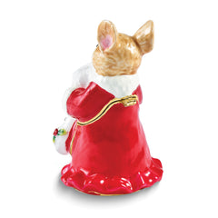 Luxury Giftware by Jere Bejeweled AMELIA Christmas Mouse Trinket Box with Matching 18 inch Necklace