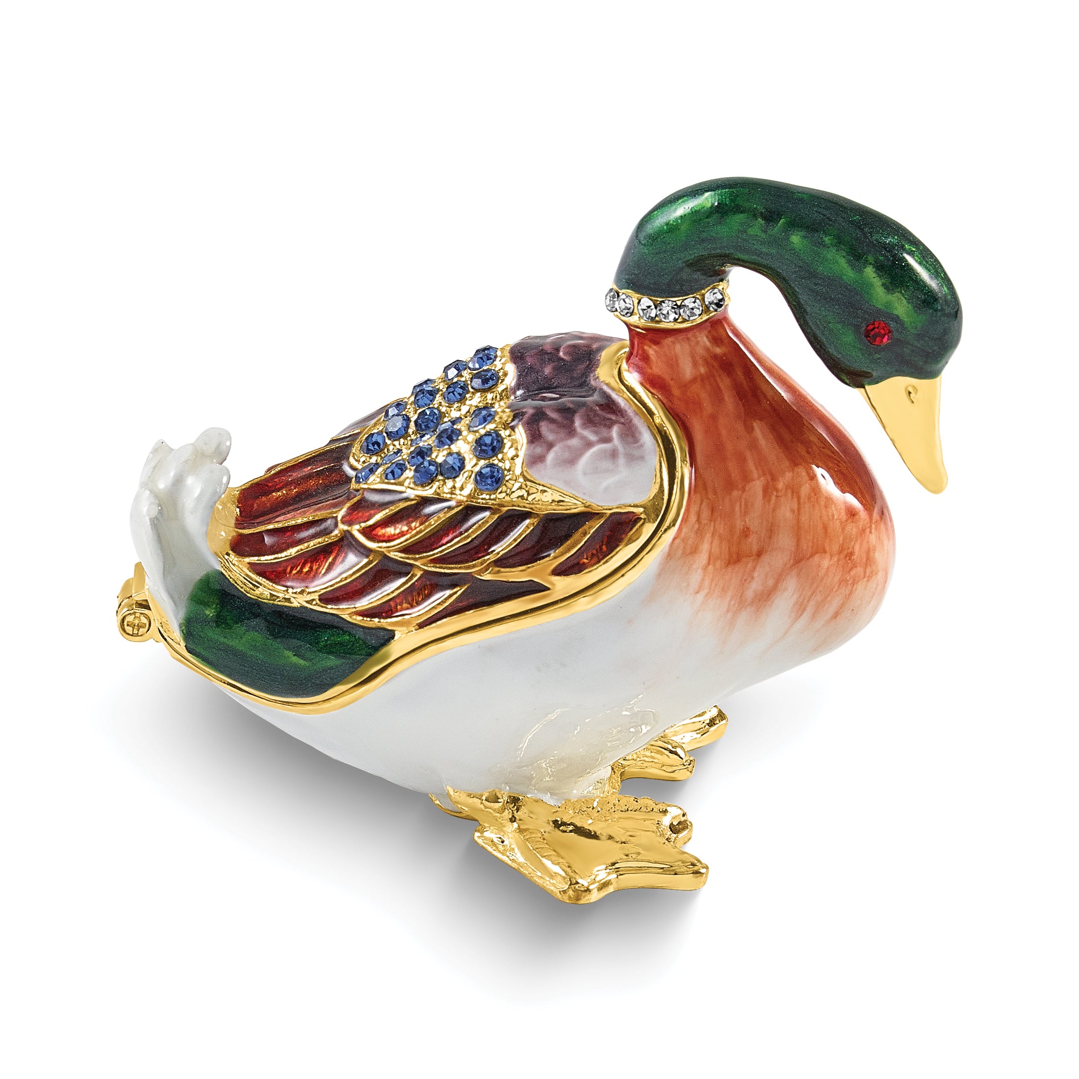Luxury Giftware by Jere Bejeweled BILL Duck Trinket Box with Matching 18 inch Necklace