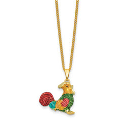 Luxury Giftware by Jere Bejeweled COLONEL Colorful Rooster Trinket Box with Matching 18 inch Necklace