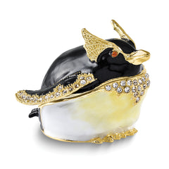Luxury Giftware by Jere Bejeweled RUBBLE Rockhopper Penguin Trinket Box with Matching 18 inch Necklace