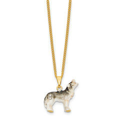Luxury Giftware by Jere Bejeweled ROAN Howling Wolf Trinket Box with Matching 18 inch Necklace