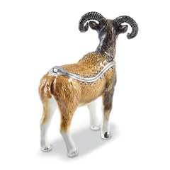 Luxury Giftware by Jere Bejeweled NORMAN Ram Trinket Box with Matching 18 inch Necklace