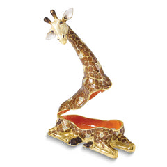 Luxury Giftware by Jere Bejeweled ZEKE Giraffe Large Trinket Box with Matching 18 inch Necklace