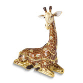 Luxury Giftware by Jere Bejeweled ZEKE Giraffe Large Trinket Box with Matching 18 inch Necklace