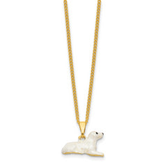 Luxury Giftware by Jere Bejeweled BERNADETTE White Laying Poodle Trinket Box with Matching 18 inch Necklace