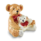 Luxury Giftware by Jere Bejeweled NOBLE AND TRUSTY Teddy Bears with Red Bows Trinket Box with Matching 18 inch Necklace
