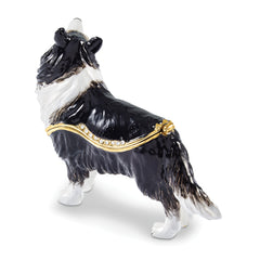 Luxury Giftware by Jere Bejeweled RANGER Rough Collie Dog Trinket Box with Matching 18 inch Necklace