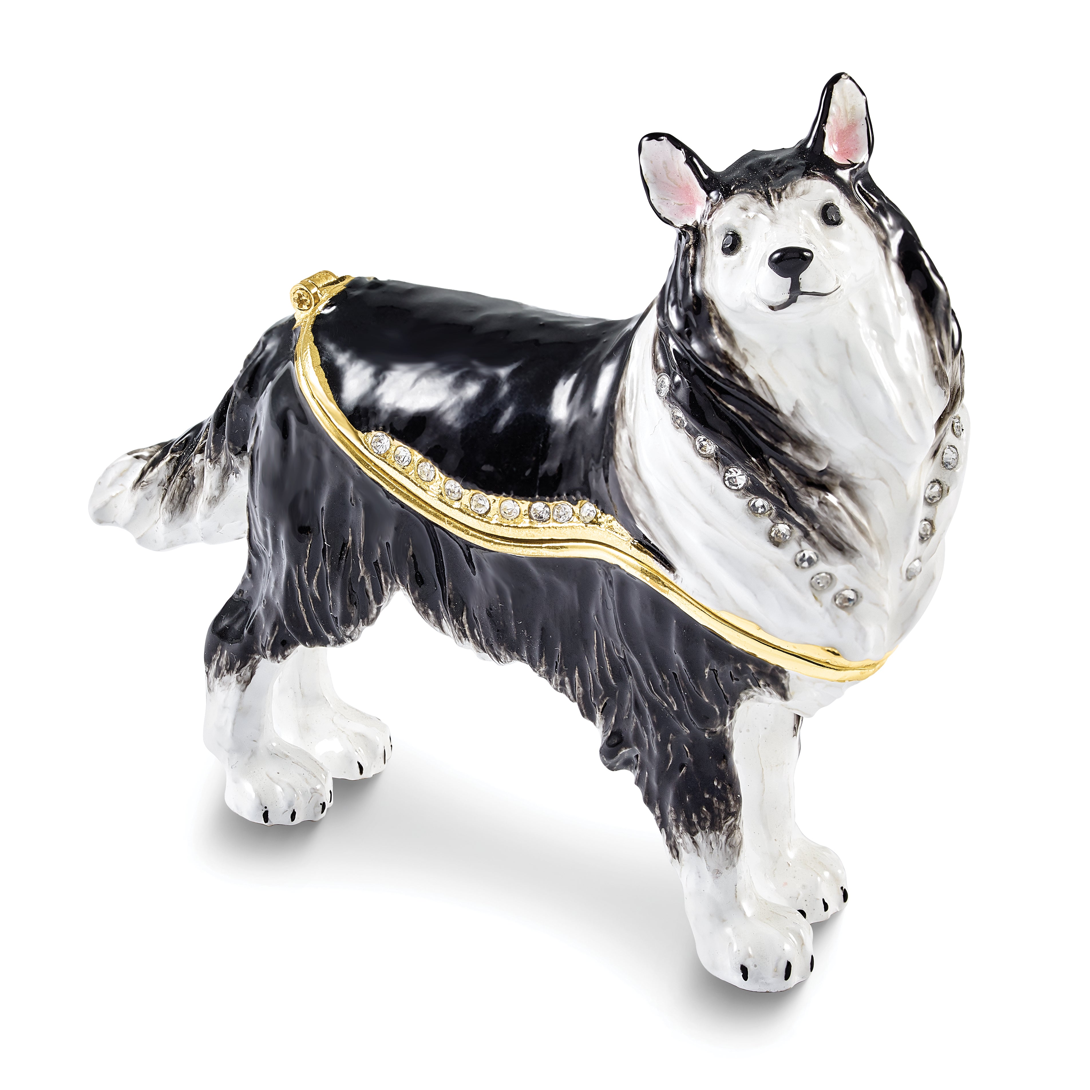 Luxury Giftware by Jere Bejeweled RANGER Rough Collie Dog Trinket Box with Matching 18 inch Necklace