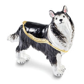 Luxury Giftware by Jere Bejeweled RANGER Rough Collie Dog Trinket Box with Matching 18 inch Necklace