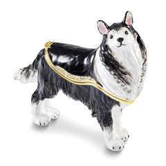 Luxury Giftware by Jere Bejeweled RANGER Rough Collie Dog Trinket Box with Matching 18 inch Necklace