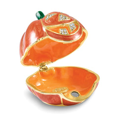 Luxury Giftware by Jere Bejeweled HALLOWS EVE Jack-O-Lantern Trinket Box with Matching 18 inch Necklace