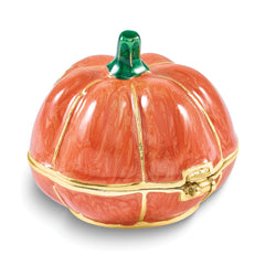 Luxury Giftware by Jere Bejeweled HALLOWS EVE Jack-O-Lantern Trinket Box with Matching 18 inch Necklace