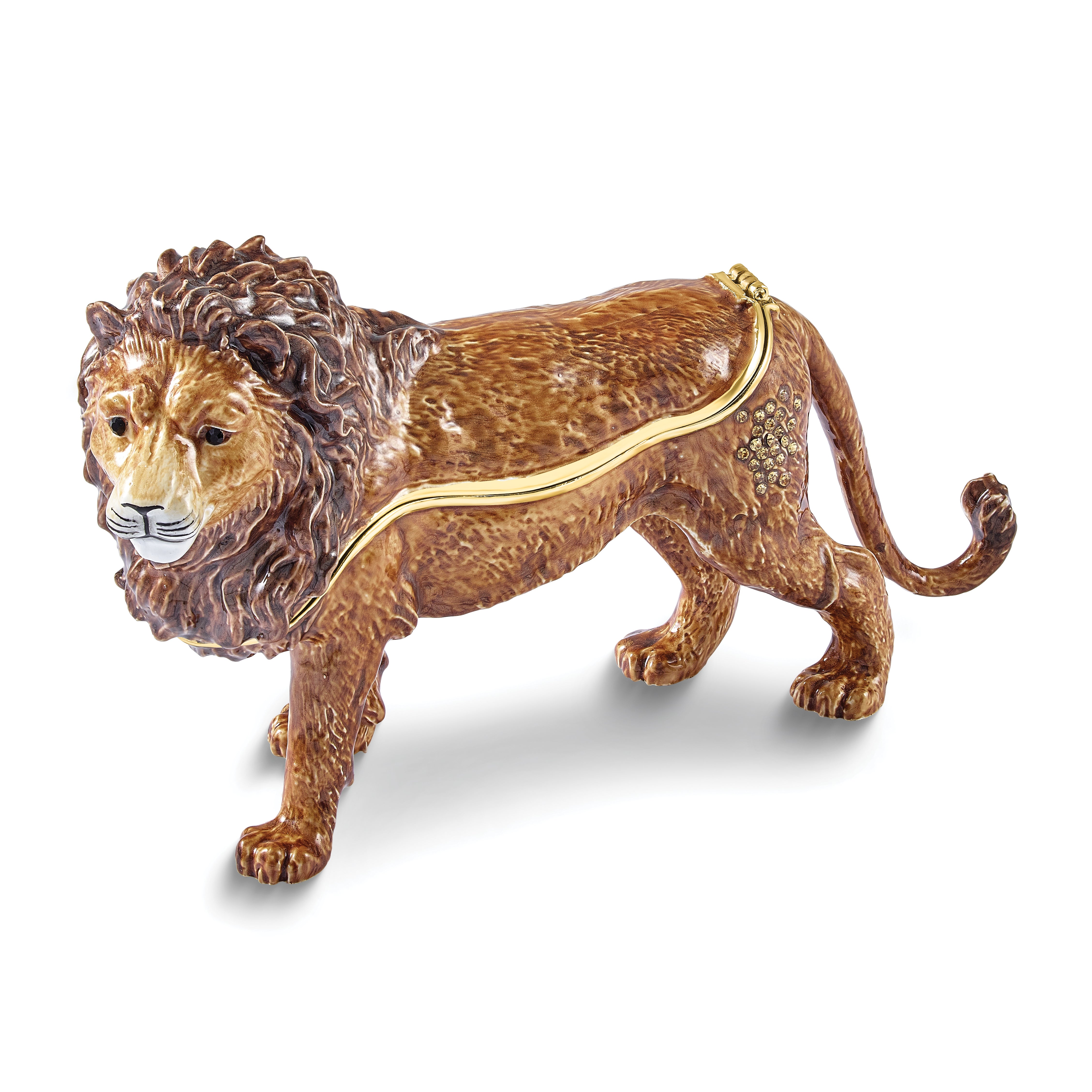 Luxury Giftware by Jere Bejeweled JABARI Lion Trinket Box with Matching 18 inch Necklace